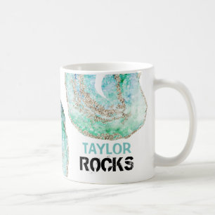 *~* Personalisieren Sie ROCKS Geode Gold Glitzer Kaffeetasse