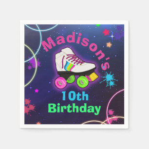 Personalisieren Sie Roller Skaten Neon Birthday Na Serviette