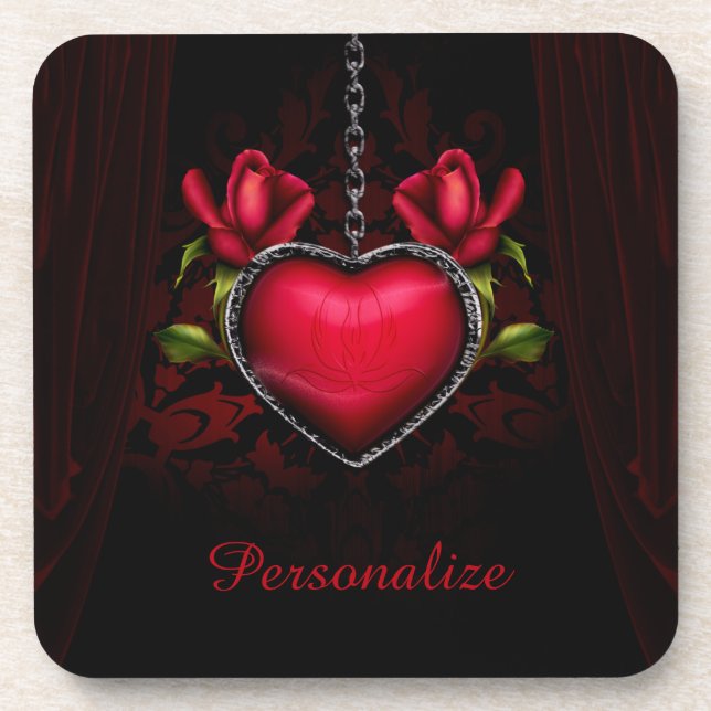 Personalisieren Sie romantische gotische Rose des  Getränkeuntersetzer (Vorderseite)