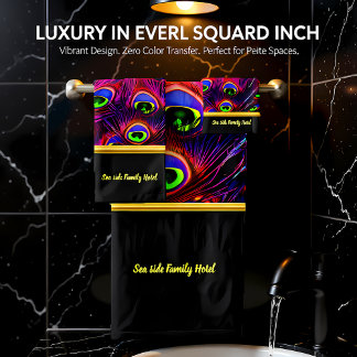 Personalisieren Sie romantische lila Pfauenfeder s Badhandtuch Set