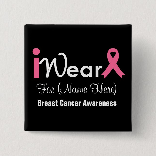 Personalisieren Sie rosa Ribbon Brustkrebs Button (Vorderseite)