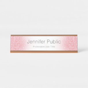 Personalisieren Sie Rose Gold Moderne elegante Vor Schreibtischnamensplakette