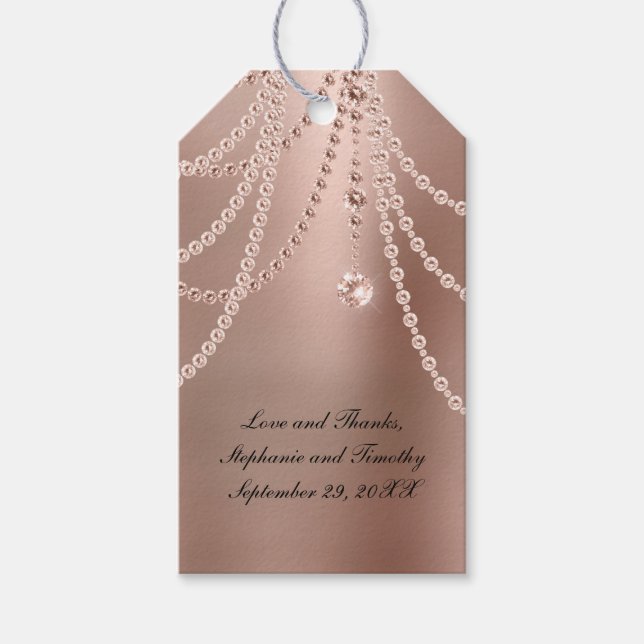 Personalisieren Sie Rose Gold Pearls Diamant Bling Geschenkanhänger (Vorderseite)