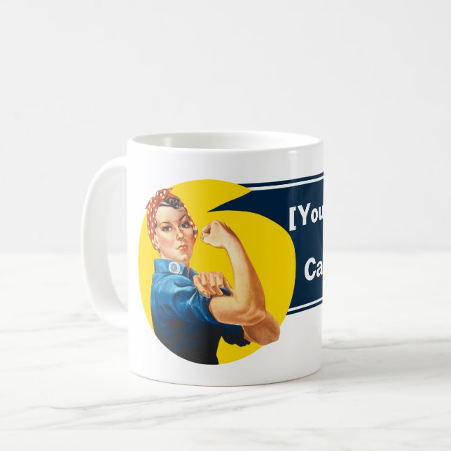 Personalisieren Sie Rosie Riveter Empowerment Frau Kaffeetasse (Vorderseite Links)