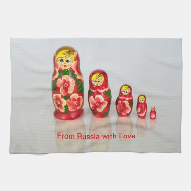 Personalisieren Sie russische Matryoshka stapelbar Geschirrtuch (Horizontal)