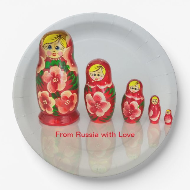Personalisieren Sie russische Matryoshka stapelbar Pappteller (Vorderseite)