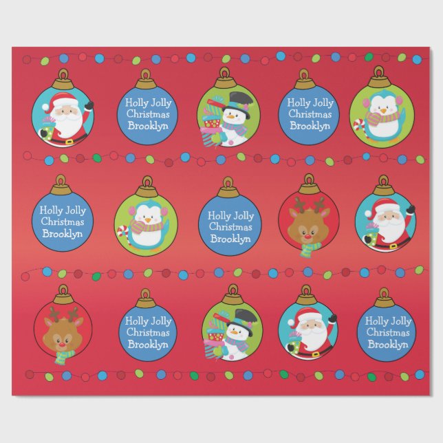 Personalisieren Sie Santa und die Freunde Geschenkpapier (Flach)