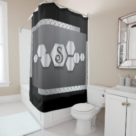 Personalisieren Sie Schwarz- und Silbermetall Duschvorhang