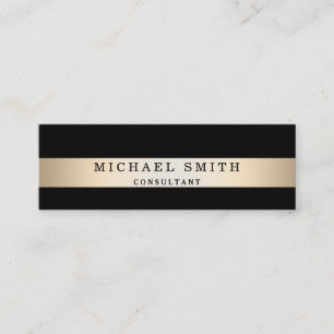 Personalisieren Sie Schwarze Imitate Gold Streifen Mini Visitenkarte
