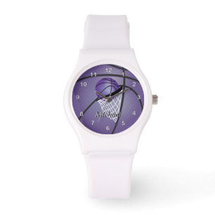 Personalisieren Sie Sport Lila Basketball Armbanduhr