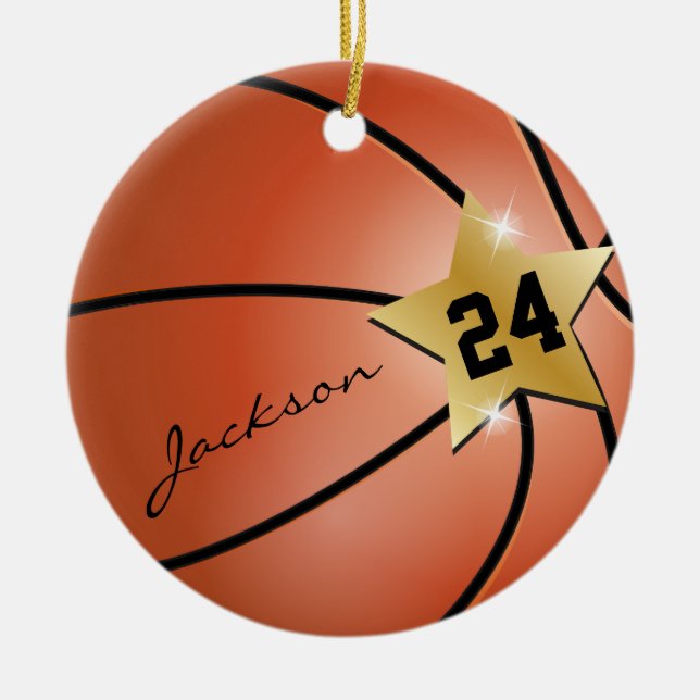 Personalisieren Sie Super ⭐ Star 🏀 Basketball Keramik Ornament (Vorne)