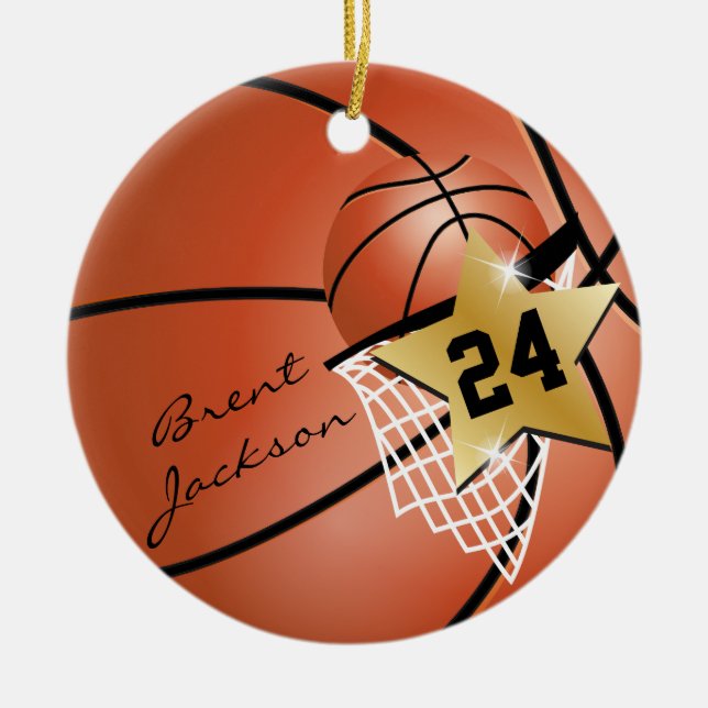 Personalisieren Sie Super ⭐ Star Player 🏀 Basketb Keramikornament (Vorne)