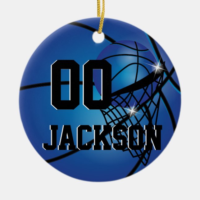 Personalisieren Sie Super Star Player Blue Basketb Keramikornament (Vorne)
