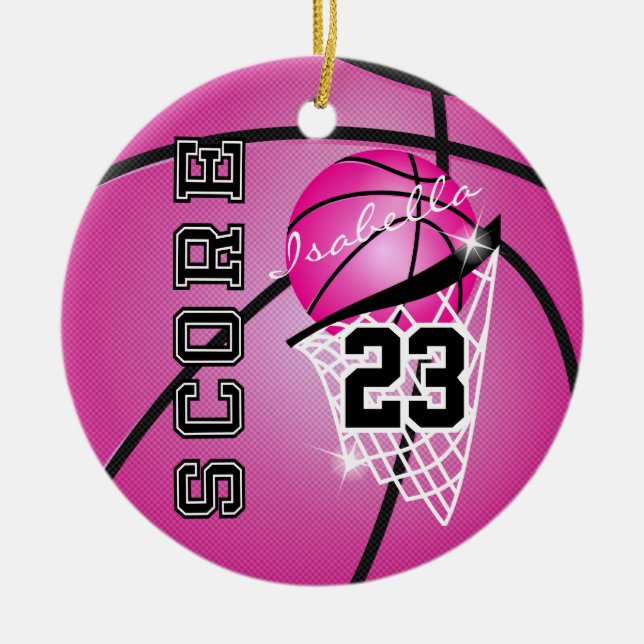 Personalisieren Sie Superstar Basketball - Rosa Keramik Ornament (Vorne)