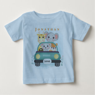 Personalisieren Sie Süße Safari-Tiere Auf Einer Re Baby T-shirt