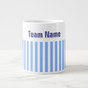 Personalisieren Sie TEAM NAME Lt Blue White Stripe Jumbo-Tasse