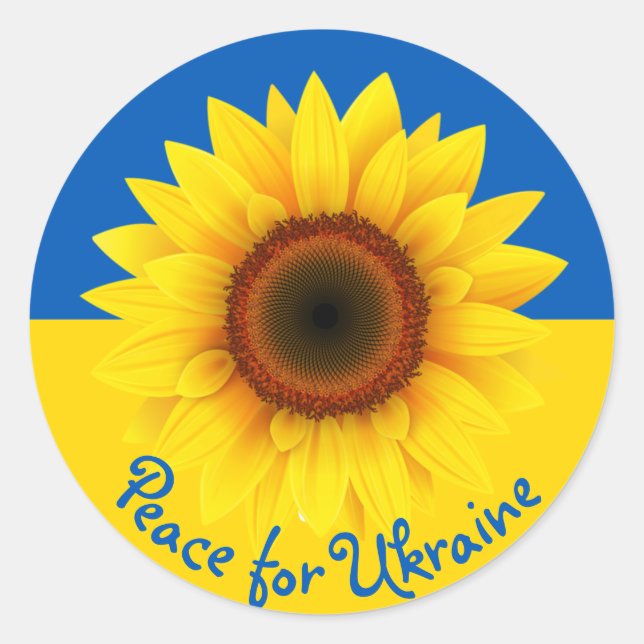 Personalisieren Sie Text Ukraine Sonnenblumen Gelb Runder Aufkleber (Vorderseite)