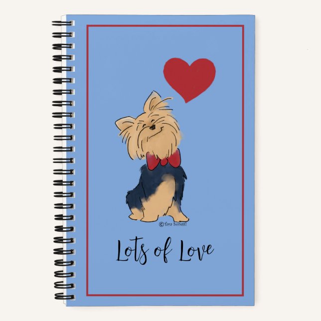 Personalisieren Sie Text Yorkie Bow Krawatte und H Notizbuch (Vorderseite)