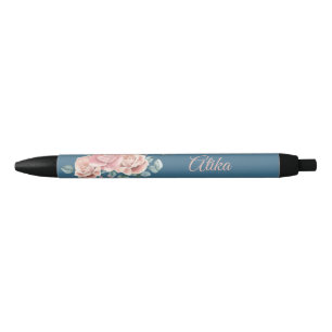 Personalisieren Sie trendy Navy und Pink Daisy Flo Kugelschreiber