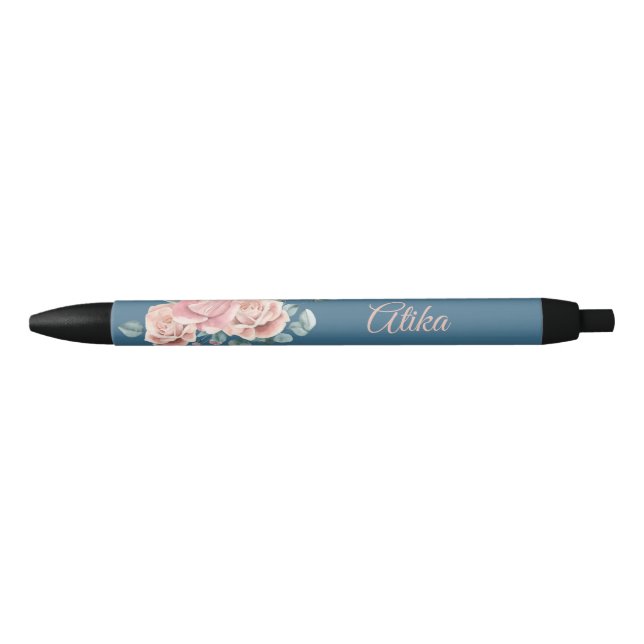 Personalisieren Sie trendy Navy und Pink Daisy Flo Kugelschreiber (Vorderseite)