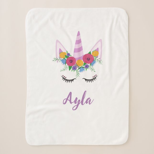 Personalisieren Sie Unicorn Girls Sherpa Blanket Sherpadecke (Vorderseite)