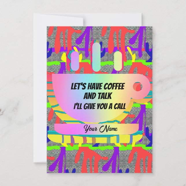 Personalisieren Sie uns Kaffee und reden Mitteilungskarte (Vorderseite)