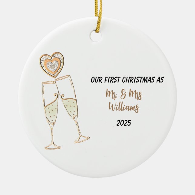 Personalisieren Sie unser erstes Weihnachtsherz &  Keramik Ornament (Vorne)