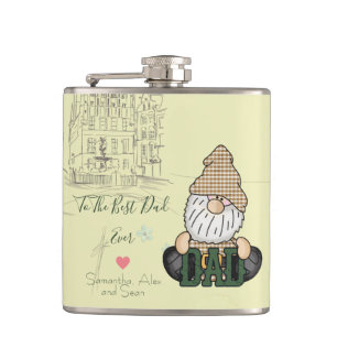 Personalisieren Sie Vater Gnome   Grünes Vintages  Flachmann