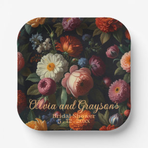 Personalisieren Sie Vintage Blüten Pappteller