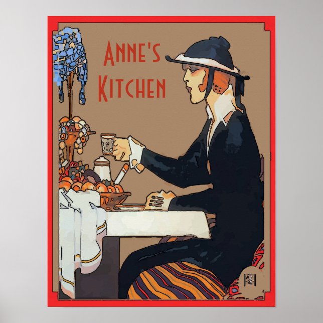 Personalisieren Sie Vintage Kaffeeküche Poster (Vorne)
