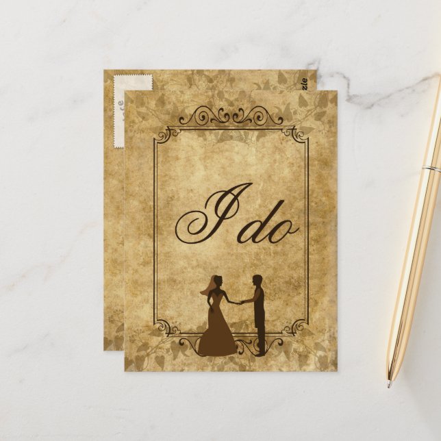 Personalisieren Sie Vintage Papier Hochzeit Bräuch Postkarte (Vorderseite/Rückseite Beispiel)