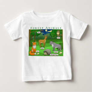 Personalisieren Sie Waldtiere Hirsch Fox Wolf Igel Baby T-shirt