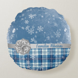 Personalisieren Sie Weihnachten Elegant Gekachelt  Rundes Kissen