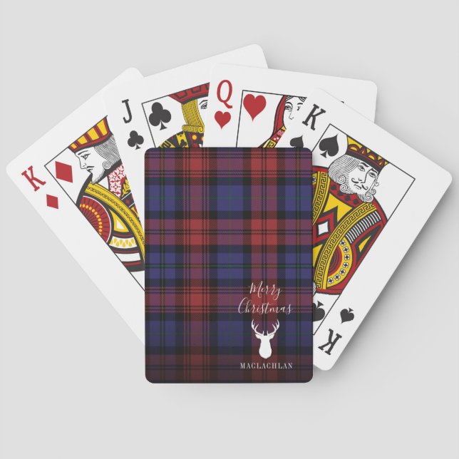 Personalisieren Sie Weihnachten Tartan Clan MacLac Spielkarten (Rückseite)