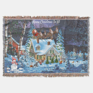 Personalisieren Sie Weihnachten Winter Szene Santa Decke