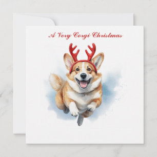 Personalisieren Sie Weihnachts-Corgi mit Rentiierg Karte
