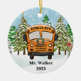 Personalisieren Sie Weihnachts-Schulbusfahrergesch Keramik Ornament