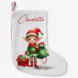 Personalisieren Sie Weihnachtself mit einem Sack v Kleiner Weihnachtsstrumpf