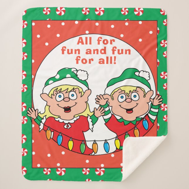 Personalisieren Sie "Weihnachtselfen" Blanket/Mitt Sherpadecke (Vorderseite)