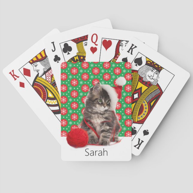 Personalisieren Sie Weihnachtskätzchen in einer We Spielkarten (Rückseite)
