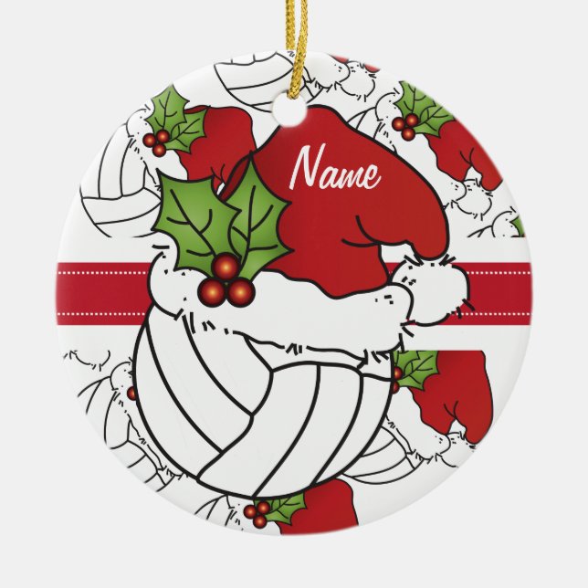 Personalisieren Sie Weihnachtsmannmütze Weihnachts Keramik Ornament (Vorne)