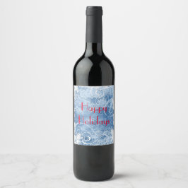 Personalisieren Sie WEISSE CHRISTMAS Frosty Blue W Weinetikett