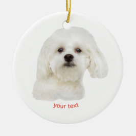 Personalisieren Sie weißen maltesischen Welpen Keramik Ornament