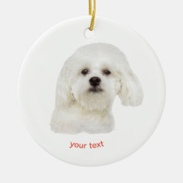 Personalisieren Sie weißen maltesischen Welpen Keramik Ornament
