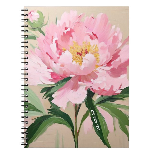 PERSONALISIEREN: Single Pink Peony | Notebook-Jour Notizblock (Vorderseite)