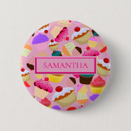 Personalisieren .. Spaß, hellrosa Kuchen Button