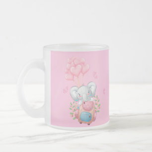 Personalisieren   Süße rosa Elefantentasse Mattglastasse