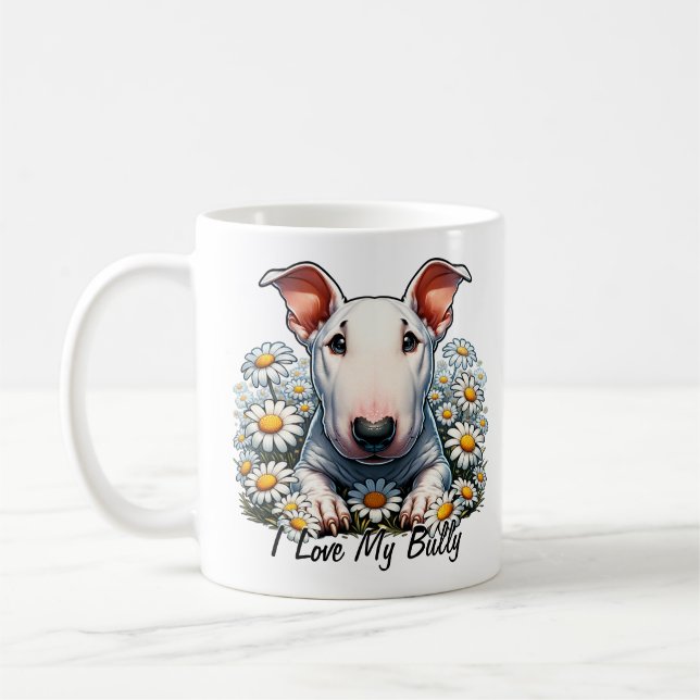 Personalisieren von Bull Terrier in Daisies Kaffeetasse (Links)