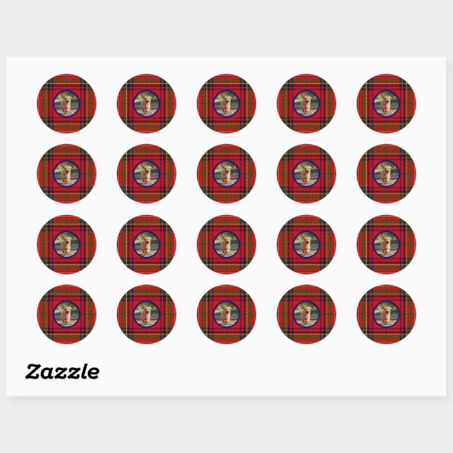 Personalisieren von Clan Stewart Tartan Dog Pictur Runder Aufkleber (Blatt)