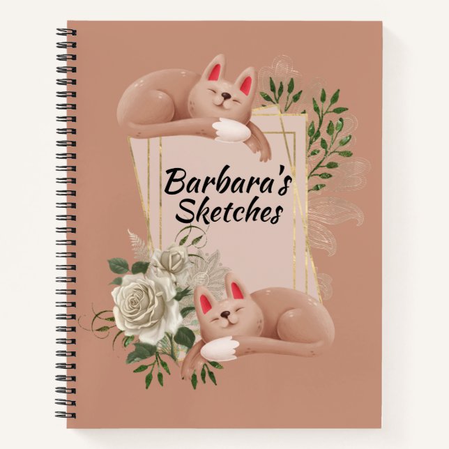 Personalisieren von Feline Sketch Notizbuch (Vorderseite)